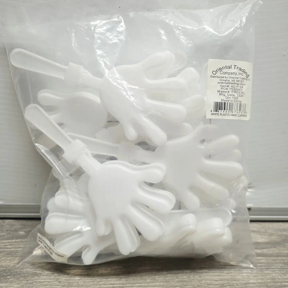 Oriental Trading White Plastic Hand Clappers 12 Count Bulk Noisemakers 42/4128